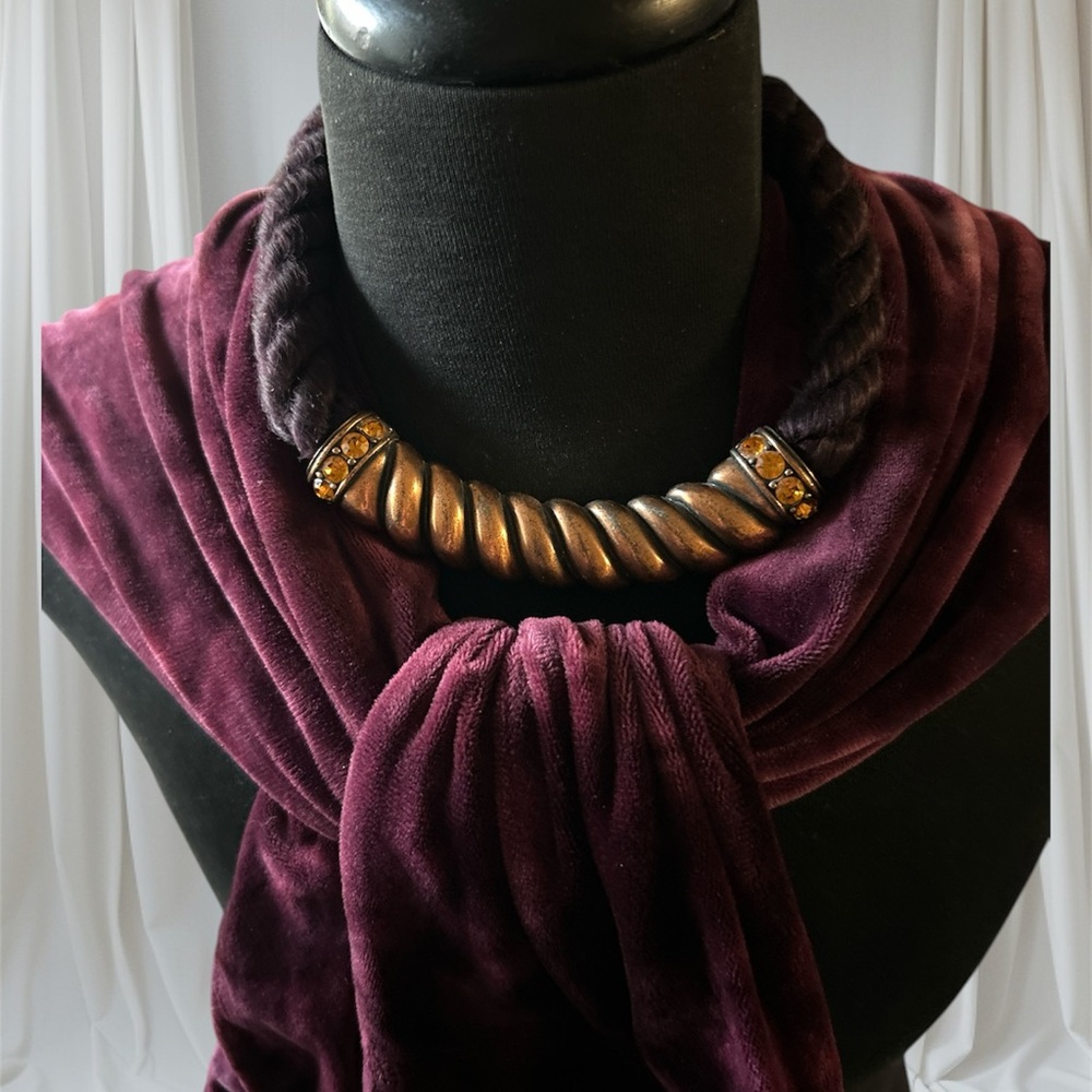 Yves Saint Laurent Vintage 1970’s Copper/ Crystal Statement Necklace - Picture 7 of 12